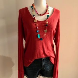 Free People long sleeve knit top size Large